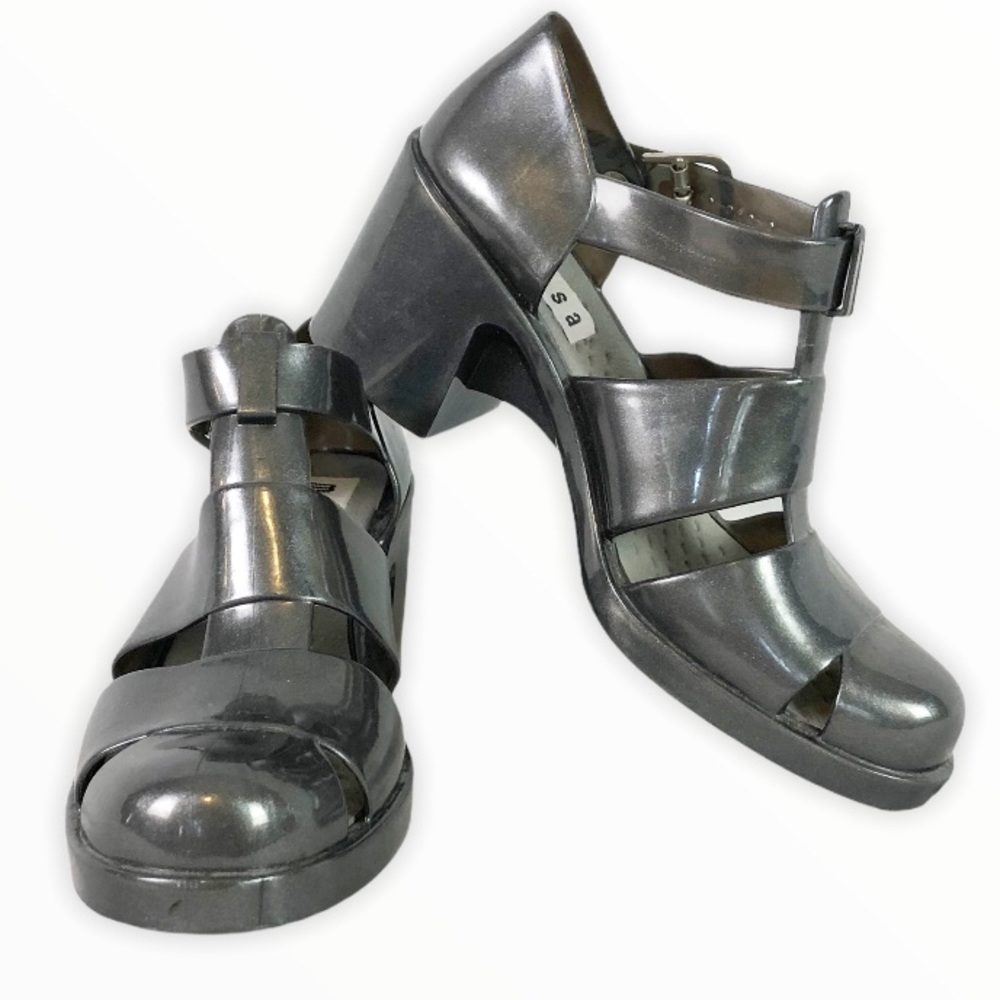 Melissa Silver Grey Metallic Jelly Heels
